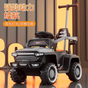 Children&#039;s electric car with fence, can be used as a stroller, dual-use, four-wheel charging, multi-function beach bike, can ride on a human toy car