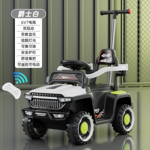 Children&#039;s electric car with fence, can be used as a stroller, dual-use, four-wheel charging, multi-function beach bike, can ride on a human toy car