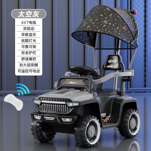 Children&#039;s electric car with fence, can be used as a stroller, dual-use, four-wheel charging, multi-function beach bike, can ride on a human toy car