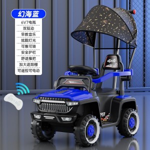 Children&#039;s electric car with fence, can be used as a stroller, dual-use, four-wheel charging, multi-function beach bike, can ride on a human toy car
