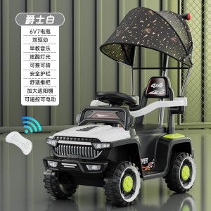 Children&#039;s electric car with fence, can be used as a stroller, dual-use, four-wheel charging, multi-function beach bike, can ride on a human toy car