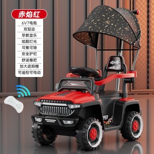 Children&#039;s electric car with fence, can be used as a stroller, dual-use, four-wheel charging, multi-function beach bike, can ride on a human toy car