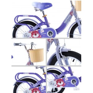 儿童自行车带训练轮/婴儿自行车白色轮胎女童自行车121416英寸