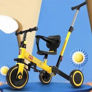 4合1折叠婴儿三轮车儿童自行车带推杆适用于2-4岁和5-7岁3轮婴儿慢跑者