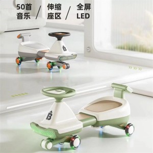 Children&#039;s scooter for children ages 3 to 6 can sit and play, retractable backrest swing car with music