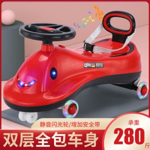 儿童四轮扭扭车滑行摇摆车万向防侧翻静音闪光轮音乐灯光