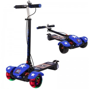 Children&#039;s scooter folding oversized pedals with shock absorption flash wheels 3-16 years old, height adjustment, thick