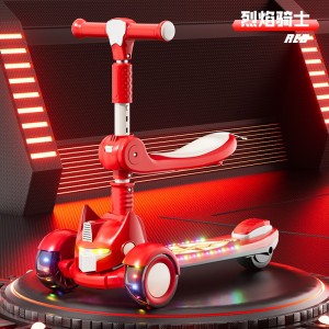 Scooter walker for kids 2-12 years old, boys and girls can sit on a skateboard with light and music that can slide on one foot