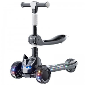 Scooter walker for kids 2-12 years old, boys and girls can sit on a skateboard with light and music that can slide on one foot