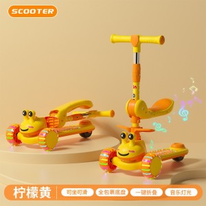 滑板车儿童1-8岁三合一可坐可骑男女孩滑滑车可折叠带音乐灯光