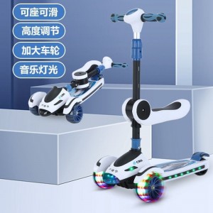 儿童滑板车2-6-8-12岁溜溜车男童可坐骑滑滑车女童闪光音乐