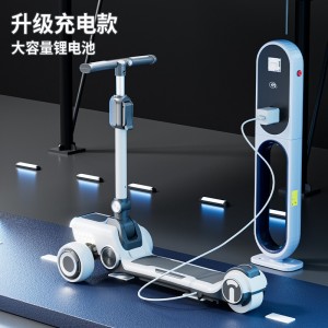 儿童滑板车中大童可充电电动滑板车可折叠加宽加大多种功能滑行车