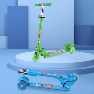 儿童滑板车脚踏车三轮闪光全铁滑滑车scooter可升降可折叠2轮车