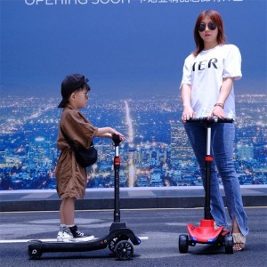 儿童电动滑板车折叠充电代步车站骑亲子同款带蓝牙音乐