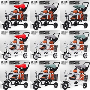 儿童三轮车双人宝宝脚踏车双胞胎手推车婴儿轻便童车大号1-2-3岁
