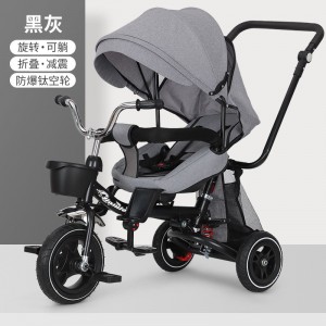 减震单人可躺可旋转可折叠儿童脚踏三轮车可旋转可折叠儿童三轮车