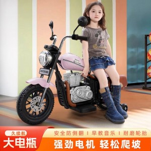 儿童电动车摩托车宝宝两轮越野车男女小孩复古哈雷玩具车可坐大人