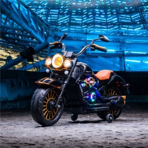 新款儿童电动车摩托车 潮流儿童车辅助轮防侧翻小孩玩具摩托车