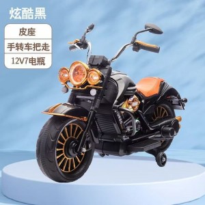 新款儿童电动车摩托车 潮流儿童车辅助轮防侧翻小孩玩具摩托车