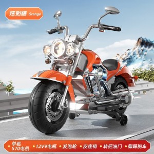 新款儿童电动车摩托车 潮流儿童车辅助轮防侧翻小孩玩具摩托车
