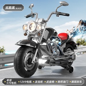 新款儿童电动车摩托车 潮流儿童车辅助轮防侧翻小孩玩具摩托车