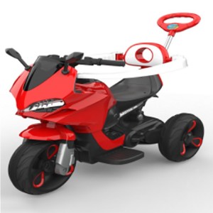 流行的儿童电动摩托车 塑料骑乘玩具 带推手柄6v电池轮动力