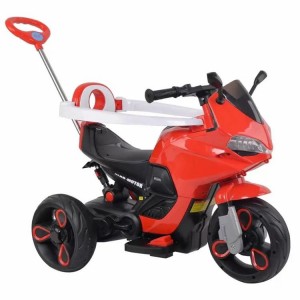 流行的儿童电动摩托车 塑料骑乘玩具 带推手柄6v电池轮动力