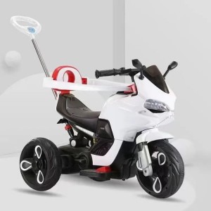 流行的儿童电动摩托车 塑料骑乘玩具 带推手柄6v电池轮动力