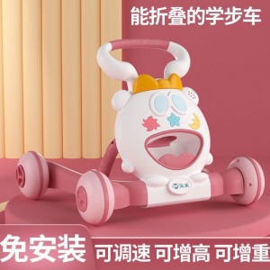 宝宝学步车防侧翻调速婴儿学走路助步车6-18个月手推车带音乐