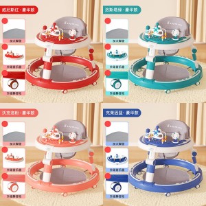 新款婴儿学步车防O型腿防侧翻宝宝学行车可调高低一键折叠学步车