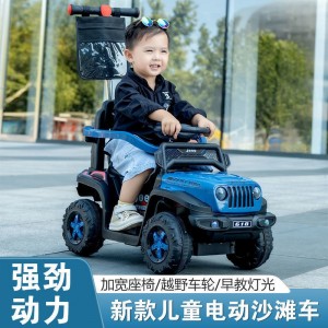 儿童可坐电动车手推车四轮遥控越野沙滩充电男女宝宝玩具车人