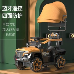 儿童电动四轮车加护栏手推电遥控男孩女孩可坐充电玩具车