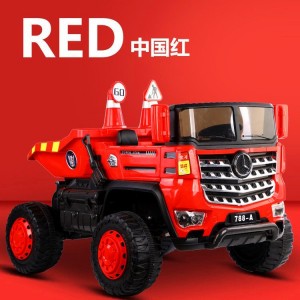 小孩四驱双人工程车可坐人玩具车充电童车儿童电动四轮汽车