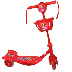 全新贴图公主/汽车/蜘蛛侠/米老鼠儿童三轮米高滑板车带灯带音乐