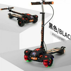 大童音乐灯光滑板车溜溜车折叠脚踏车 3-16岁可用三轮全闪滑板车