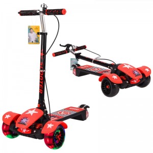 大童音乐灯光滑板车溜溜车折叠脚踏车 3-16岁可用三轮全闪滑板车