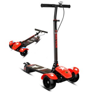 大童音乐灯光滑板车溜溜车折叠脚踏车 3-16岁可用三轮全闪滑板车