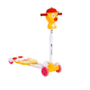小黄鸭滑板车四轮蛙式剪刀车扭扭车带音乐灯光