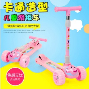 儿童滑板车闪光轮可折叠可调节米高车儿童滑板车儿童三轮车厂家
