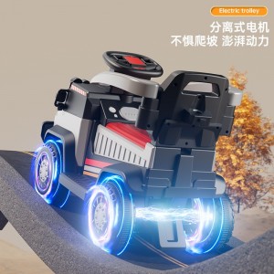 Children&#039;s electric car four-wheel remote control toy car can seat men, women, children, and babies push the stroller