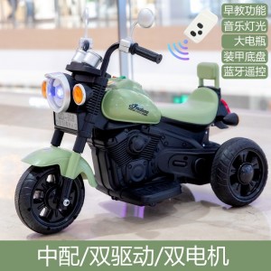 儿童电动摩托车三轮车男女孩宝宝电瓶车小孩可坐人充电遥控玩具车