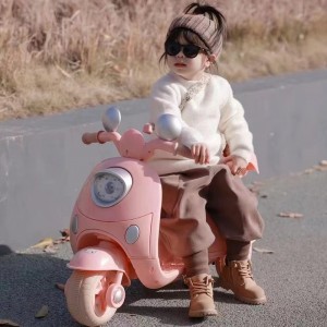 Children&#039;s electric motorcycle, baby girl, rechargeable tricycle, seatable toy car, remote control dual drive battery car
