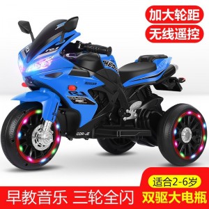新款儿童电动三轮摩托可坐小男孩女孩双人充电遥控三轮电瓶车