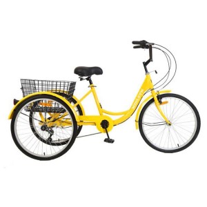 欧式 人力三轮车 成人24寸 脚踏后7速变速老年农用三轮自行车带框