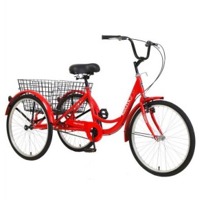 欧式 人力三轮车 成人24寸 脚踏后7速变速老年农用三轮自行车带框