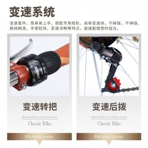 自行车 女式通勤车成人代步脚踏车 学生26寸变速复古单车