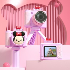 迪士尼 高清拍照录像双摄卡通数码支架照相机草莓熊智能儿童相机