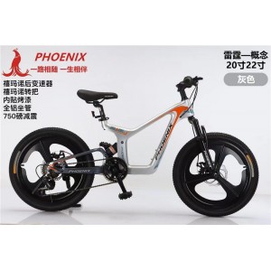 凤凰儿童自行车中大童男孩女孩镁合金软尾减震学生山地脚踏变速