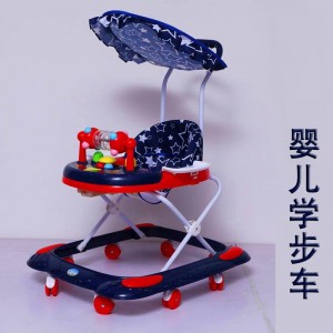 Baby walker with multiple functions, anti-rollover, anti-O-legs, foldable, foldable, baby walker with canopy