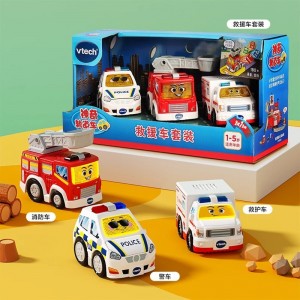 VTech rail car, children&#039;s engineering vehicle, police car, mixer truck, fire truck, 1-3 year old baby toy set gift